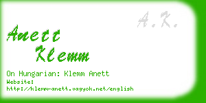 anett klemm business card